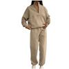 HGps8w 2 Piece Outfits for Women 1/4 Zipper Pullover Sweatshirt with Sweatpants Fall Long Sleeve Tracksuits with Pockets view 1