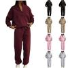 HGps8w 2 Piece Outfits for Women 1/4 Zipper Pullover Sweatshirt with Sweatpants Fall Long Sleeve Tracksuits with Pockets view 2