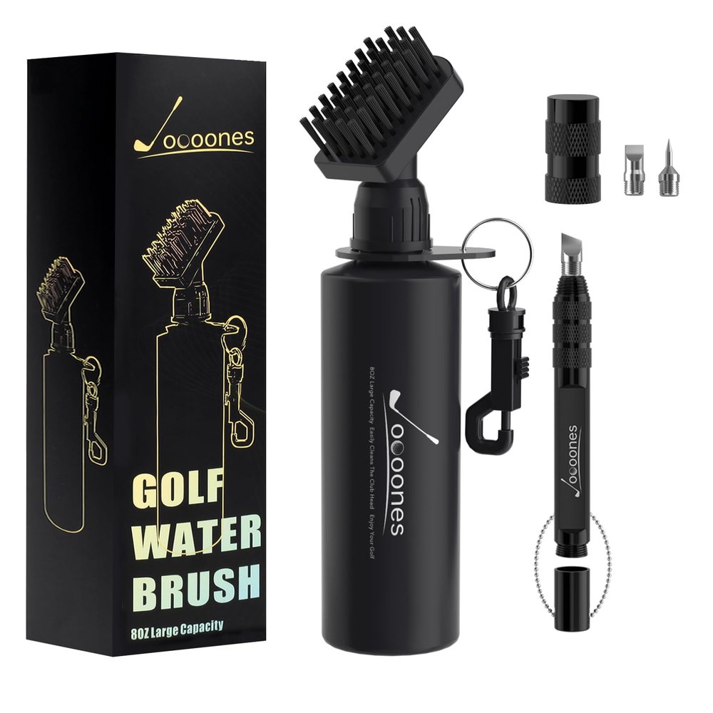 Joooones Golf Club Cleaning Kit Durable Golf Water Brush Sturdy Groove Sharpener with 3 Replaceable Heads Sharp Stainless Steel Blade for deep Cleaning Work on Most Wedges and IronsDetachable Blade