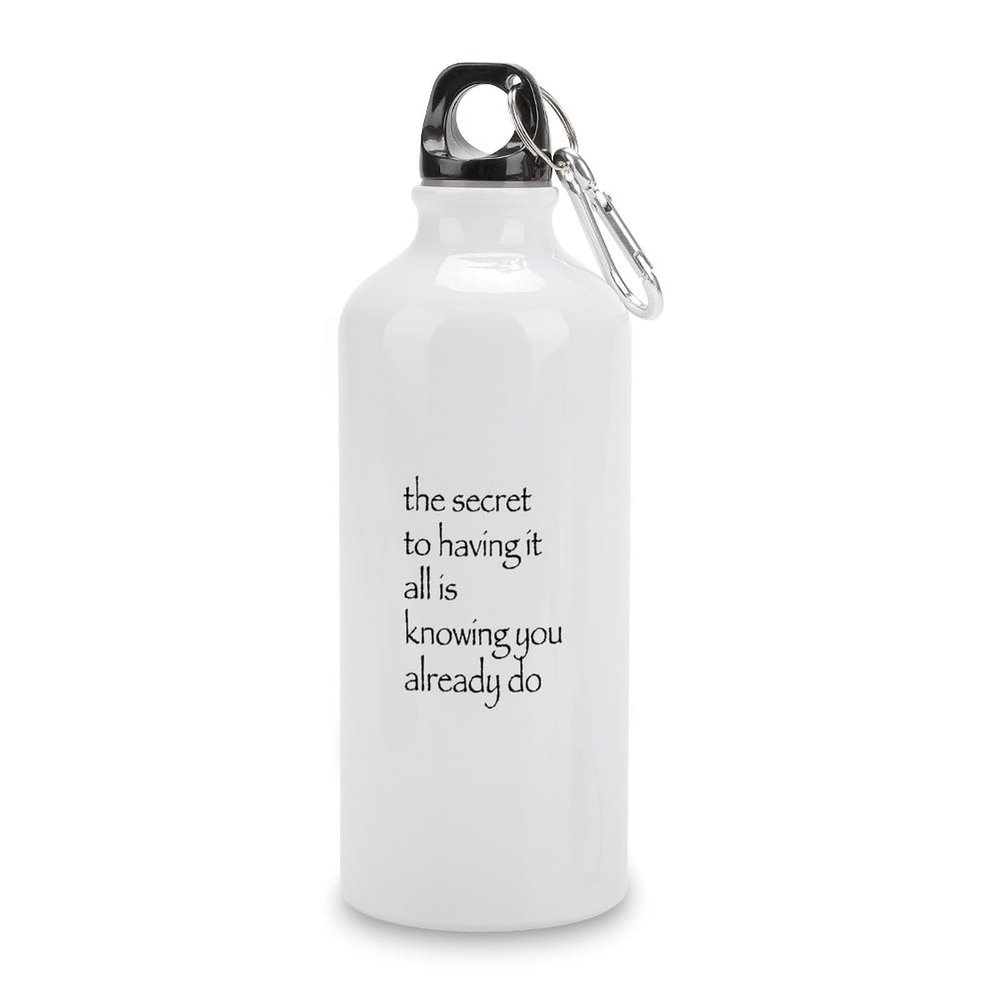 JuneLucky The Secret to Having It All Is Knowing You Already Do Water Bottles with Carabiner Clip Keeps Hot & Cold Insulated Sports Bottles Stainless Steel Tumbler for Travel Gym Outdoor 20 oz
