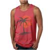 Beach Shirts for Men 2023 Regular Big and Tall Gradient Color Sleeveless Tank Tops Summer Casual Round Neck Shirt men graphic t shirts Red M view 1