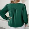 Dokotoo Womens Tops Dressy Casual Long Sleeve Shirts Sexy V Neck Blouses Fall Clothes Trendy Pleated Green T Shirts 2025 Business Casual Tops for Women XX-Large view 2