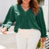 Dokotoo Womens Tops Dressy Casual Long Sleeve Shirts Sexy V Neck Blouses Fall Clothes Trendy Pleated Green T Shirts 2025 Business Casual Tops for Women XX-Large view 3