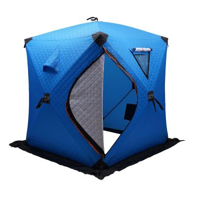 Ice Fishing Shelter Portable Thermal Tent Fishing Tents Outdoor D-Shaped Door Picnics Insulated Windproof 57 * 57 * 65 in 1-2People Ice Fishing Shanty with Backpack & Carry Bag (Blue)
