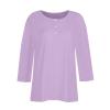 3/4 Sleeve Tops for Women Henley Crew Neck T Shirts Button Three Quarter Length Fall Blouses Dressy Casual Cute Shirts 2025 3/4 Length Sleeve Womens Tops, Light Purple, X-Large view 3