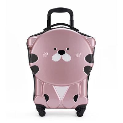 ZYBB Children's Trolley Case Animal Cartoon Boy Girl Suitcase with Mute Universal Wheels(Color:Rose Gold)