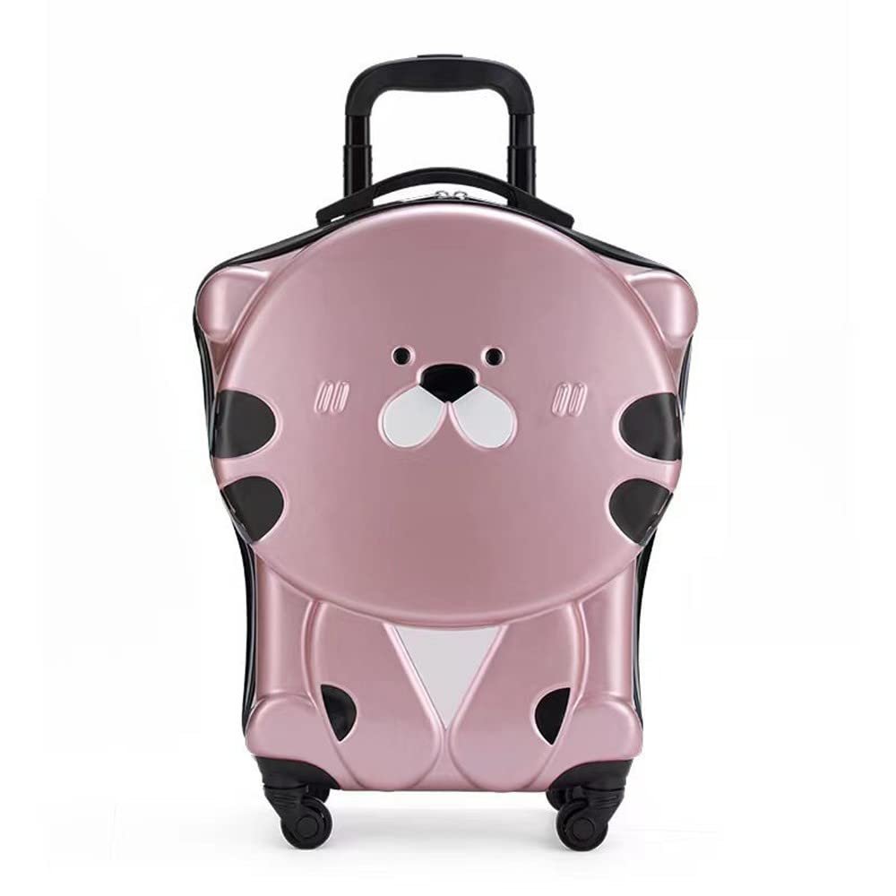 ZYBB Children's Trolley Case Animal Cartoon Boy Girl Suitcase with Mute Universal Wheels(Color:Rose Gold)