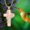 AIWENXI Hummingbird Cremation Jewelry for Ashes Cross Ashes Necklaces for Men Women Stainless Steel Memorial Keepsakes Pet/Human mini Cremation Urns Pendant Jewelry view 4