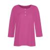 3/4 Sleeve Tops for Women Henley Crew Neck T Shirts Button Three Quarter Length Fall Blouses Dressy Casual Cute Shirts 2025 3/4 Length Sleeve Womens Tops, Hot Pink, Large view 3