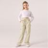 LIFAky Girls Cargo Pants Parachute Elastic Waist Star Pockets Y2K Heart Zipper Wide Leg Pants Size 8-10 Beige view 3