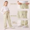 LIFAky Girls Cargo Pants Parachute Elastic Waist Star Pockets Y2K Heart Zipper Wide Leg Pants Size 8-10 Beige view 4