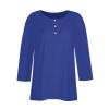 3/4 Sleeve Tops for Women Henley Crew Neck T Shirts Button Three Quarter Length Fall Blouses Dressy Casual Cute Shirts 2025 3/4 Length Sleeve Womens Tops, Dark Blue, 3X-Large view 3