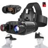 Miasazyr Night Vision Goggles with Head Strap - 1312FT Night Vision Binoculars for Adults, Helmet Mounted Infrared Night Vision Scopes, 8X Digital Zoom, 32GB SD Card can Save Photo and Video, Black view 1