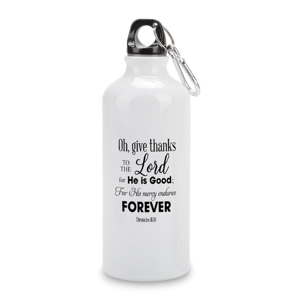 JuneLucky Oh Give Thanks to The LORD for He Is Good! For His Mercy Endures Forever Sport Water Bottles 20 oz Stainless Steel Cycling Water Bottle for Summer Bike Riding Camping Outdoor Sports