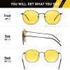 DUCO Night Vision Glasses for Men Women Chic Metal Polygon Frame, Anti-Glare, UV400 Protection, Yellow Polarized Lens 309Y (Matte Black Frame Night Vision Lens) view 3