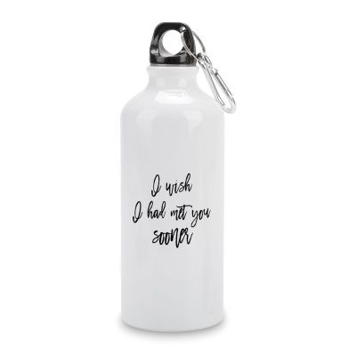JuneLucky I Wish I Had Met You Sooner So I Could Love You Longer Quotes Water Bottle with Carabiner Clip & Sport Top Tumbler for Car Office Exercise Picnic Camping Hiking Outdoor Activities