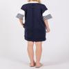 chouyatou Women's Summer V-Neck Polo Collared Mini Dress Loose Casual Striped Splicing T-Shirt Dress (Large, Navy Blue) view 4