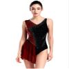 Aislor Womens Sparkly Rhinestones Figure Skating Dress Ballet Lyrical Dance Leotards for Competition Costume Burgundy Large view 1