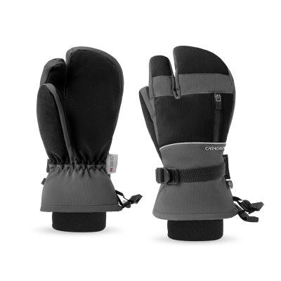 Caracaleap 3-Fingers Ski Mittens for Men & Women Winter Snow Mitts Waterproof Gloves Warm 3M Thinsulate for Snowboard Snowmobile Gray S-M