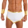 Moggemol Mens Ancient Greek God Costume Roman Gladiator Caesar Skirt with Cuffs Halloween Party Cosplay Outfit White 3X-Large view 1