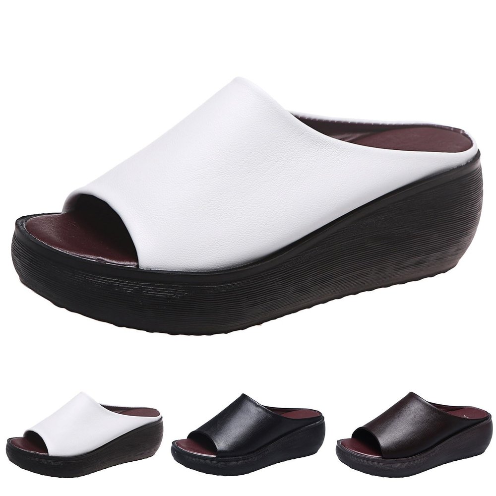 Sandals for Women Wedge Shoes Summer Womens Platform Orthotic Leather Arch Support Casual Dressy Wedges Slides