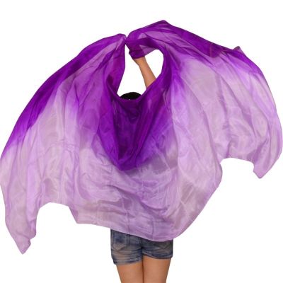 MYTVQRVK Belly Dance Silk Scarf Silk Veils Handmade Dyed Scarf Shawl Silk Veils Dance Stage Performance Props Silk Veil Bellydance(Color 12-,XXL- 400X114cm)