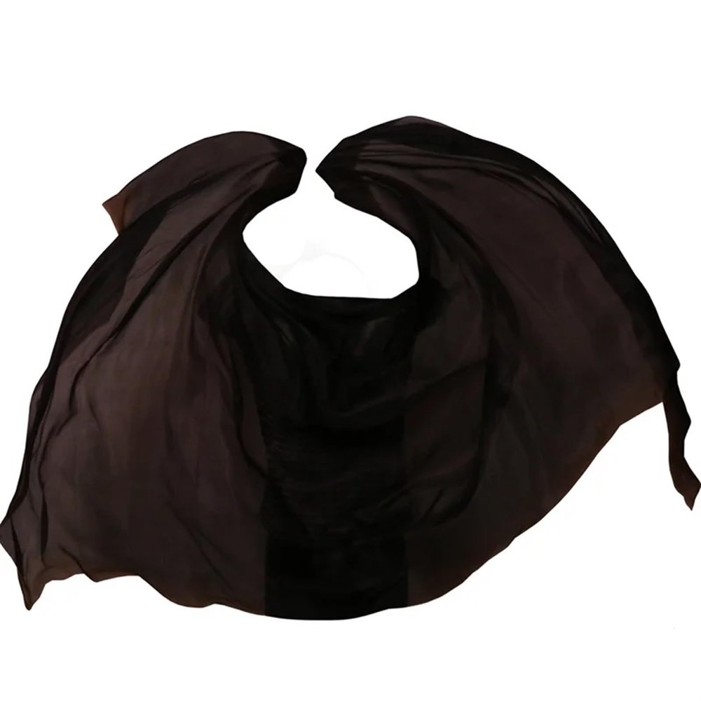 MYTVQRVK Belly Dance Silk Scarf Silk Veil Shawl Women Scarf Costume Accessory Customized Handmade Dyed Silk Veil Belly Dance Veil Accessory(Black Veil,90x200cm)