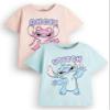 Disney Lilo & Stitch Girls T-Shirt Pack of 2 | Kids Light Blue & Pink Short Sleeve Graphic Tee Set Angel Alien Cute Clothing view 1