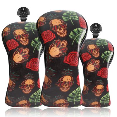 FINGER TEN Golf Club Head Covers for Woods Driver Fairway Hybrid with Interchangeable Number Tag 1 3 5 Premium Leather Headcovers for Women Men (Rose)