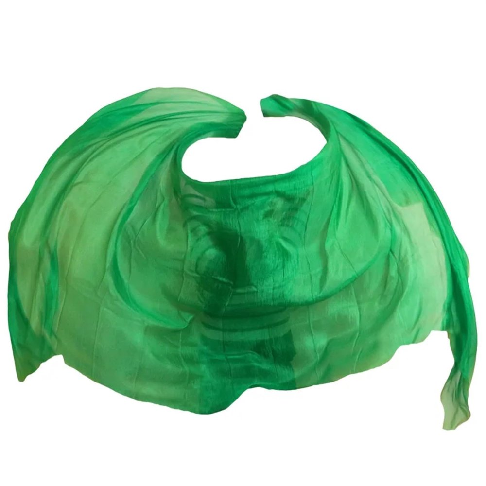MYTVQRVK Belly Dance Silk Scarf Silk Veil Shawl Women Scarf Costume Accessory Customized Handmade Dyed Silk Veil Belly Dance Veil Accessory(Green Veil,90x200cm)