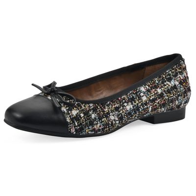 WHITE MOUNTAIN Women's Bocci Dressy Cap Toe Ballet Flat, Black/Black/Fab/Multi, 7.5 W