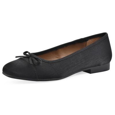 WHITE MOUNTAIN Women's Bocci Dressy Cap Toe Ballet Flat, Black/Shimmer/Fab, 6.5 M