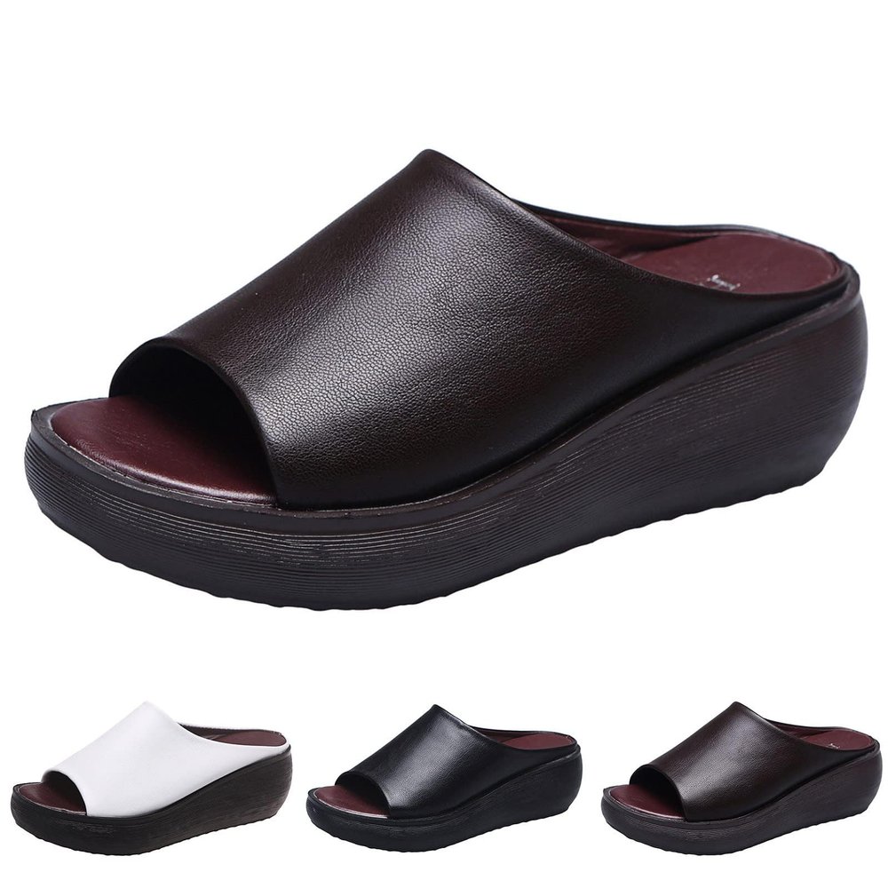 Sandals for Women Wedge Shoes Summer Womens Platform Orthotic Leather Arch Support Casual Dressy Wedges Slides