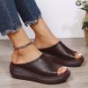 Sandals for Women Wedge Shoes Summer Womens Platform Orthotic Leather Arch Support Casual Dressy Wedges Slides view 3