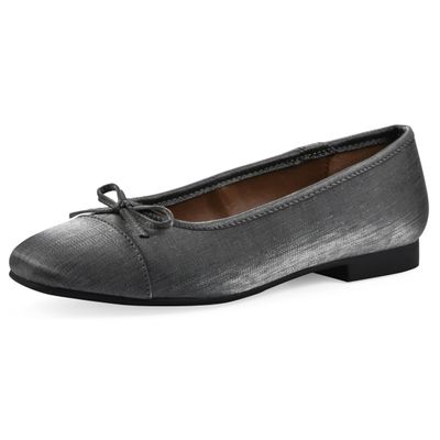 WHITE MOUNTAIN Women's Bocci Dressy Cap Toe Ballet Flat, Gunmetal/Shimmer/Fab, 8 M
