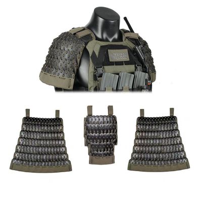 XURUYI Lightweight Samurai Tactical Armor Full Set, 1 Pair x Shoulder Armors + 1 Pair x Short Skirt Armor + 1 x Armor Crotch Protector, 500D Medieval Warrior Knight Protector (RG)