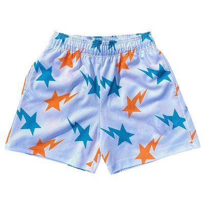 Mens Drawstring Shorts Star Graphic Print Workout Athletic Basketball Casual Summer Running Shorts(White Orange X-Small)