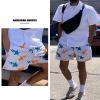 Mens Drawstring Shorts Star Graphic Print Workout Athletic Basketball Casual Summer Running Shorts(White Orange X-Small) view 4