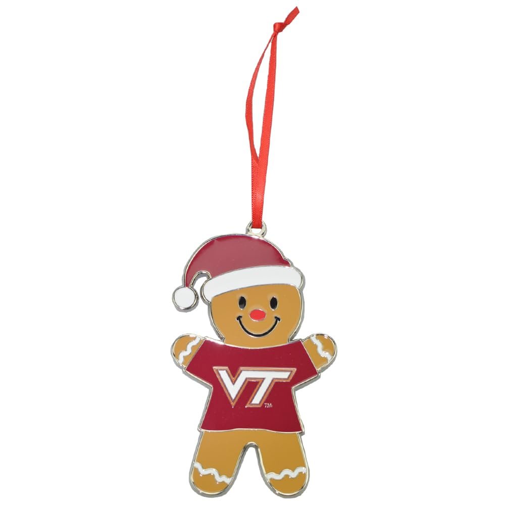 Virginia Tech Hokies Gingerbread Man Metal Christmas Ornament