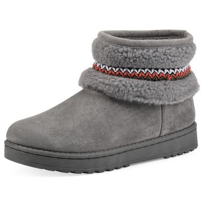 WHITE MOUNTAIN Women's Icons Faux Fur Slip-On Bootie, Grey, 8.5 M