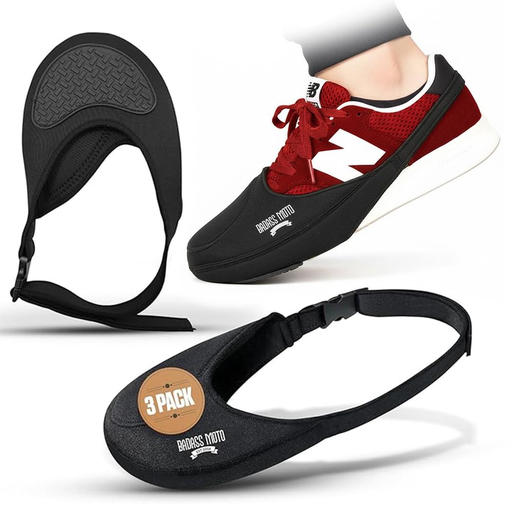 Badass Moto Shifter Shoe Protector - 3 Pack Motorcycle Gear Shift Shoe Protector, Motorcycle Boot Protector - Men & Women Shoe Cover, Fits Up To Size 12 Shoes