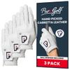 PUR3 Cabretta Leather Golf Gloves Men | Multi-Pack | Real Genuine Ultra Soft Leather Golf Glove | with Ball Marker (3 Pack (Pearl White), Medium, Worn on Right Hand (for Left Handed Golfers)) view 1