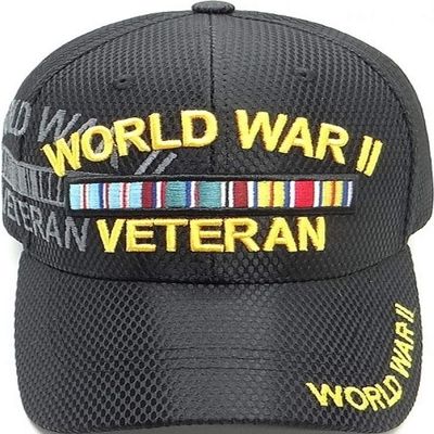 World War II Arch Shadow Jersey Mesh Mens Cap [Baseball Cap - Black - Adjustable] - ID#19101