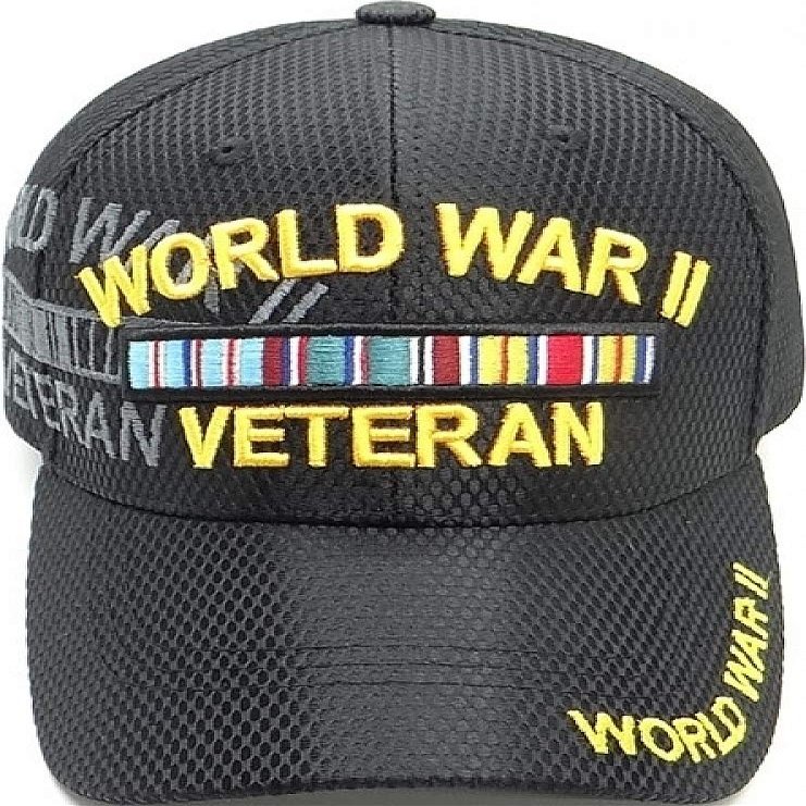 World War II Arch Shadow Jersey Mesh Mens Cap [Baseball Cap - Black - Adjustable] - ID#19101