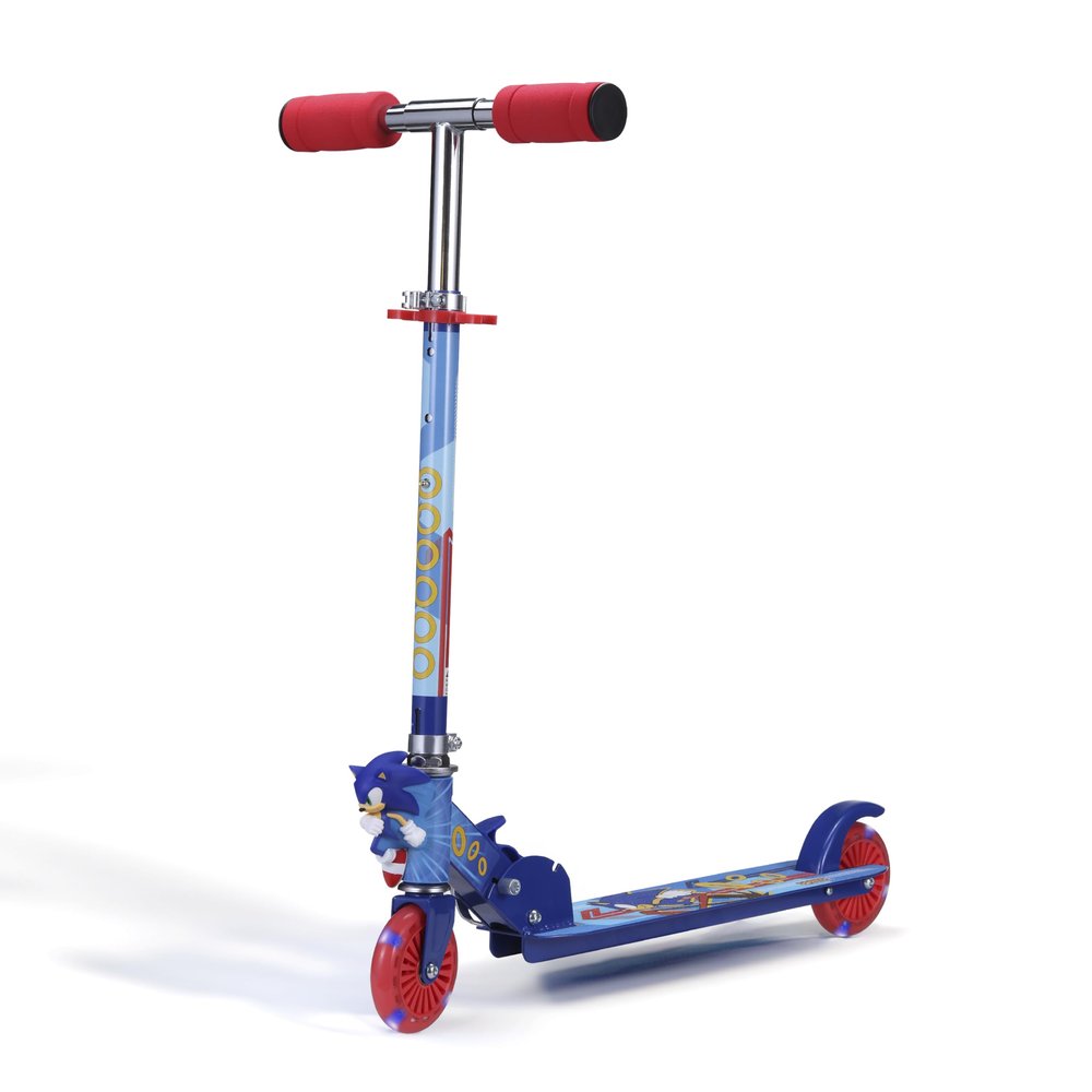 Sonic The Hedgehog 2 Wheel Kick Scooter with Light Up Wheels  Foldable, Non-Slip Deck, Comfortable & Smooth Ride