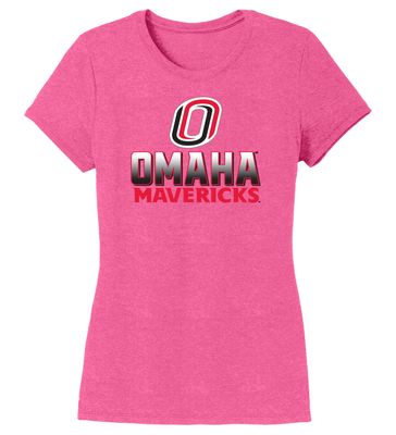 CornBorn Nebraska Omaha Mavericks Plus Size Shirt - Women's Premium Tri-Blend Full Color Fade Omaha Mavericks - Pink - 4X