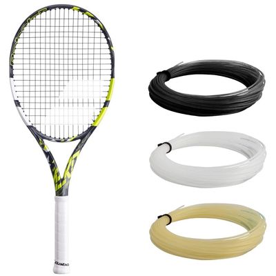 Babolat Pure Aero Team Tennis Racquet - Strung with 16g Black Syn Gut at Mid-Range Tension (4" Grip)