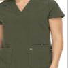 KOI Next Gen Hustle and Heart Women's 3-Pocket Stretch Scrub Top Heather Olive 5X-Large view 3