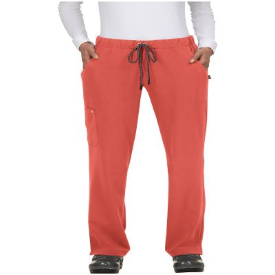 KOI Next Gen Everyday Hero Women's 5-Pocket Cargo Scrub Pants Heather Coral X-Small Tall