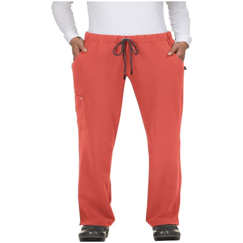 KOI Next Gen Everyday Hero Women's 5-Pocket Cargo Scrub Pants Heather Coral X-Small Tall